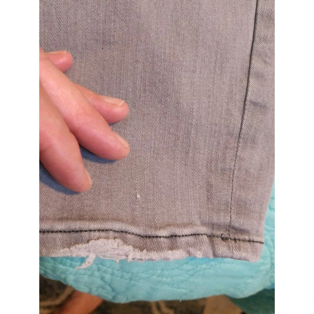 J.Crew Jeans Womens 28  Toothpick Gray Tapered Stretch Mid‎ Rise Distressed Hem